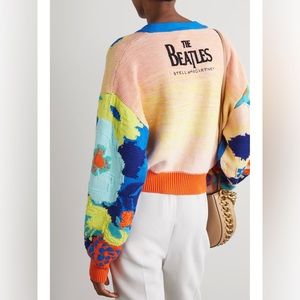 Stella McCartney The Beatles Get Back Cropped Embroidered Intarsia Cardigan SZ L